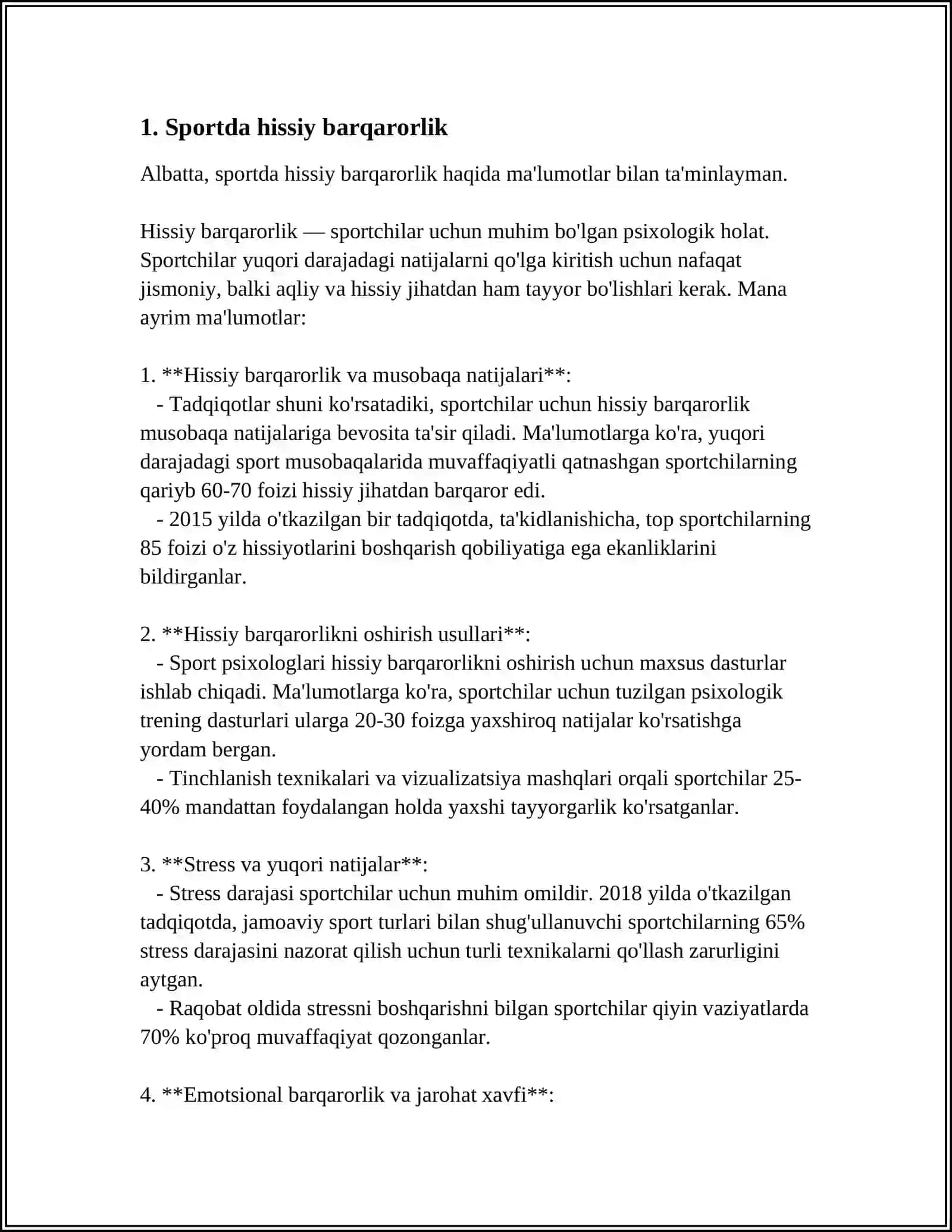 SPORTCHINING HISSIY-EMOTSIONAL JIHATLARI VA ULARNING SPORT FAOLIYATI HAQIDA 3