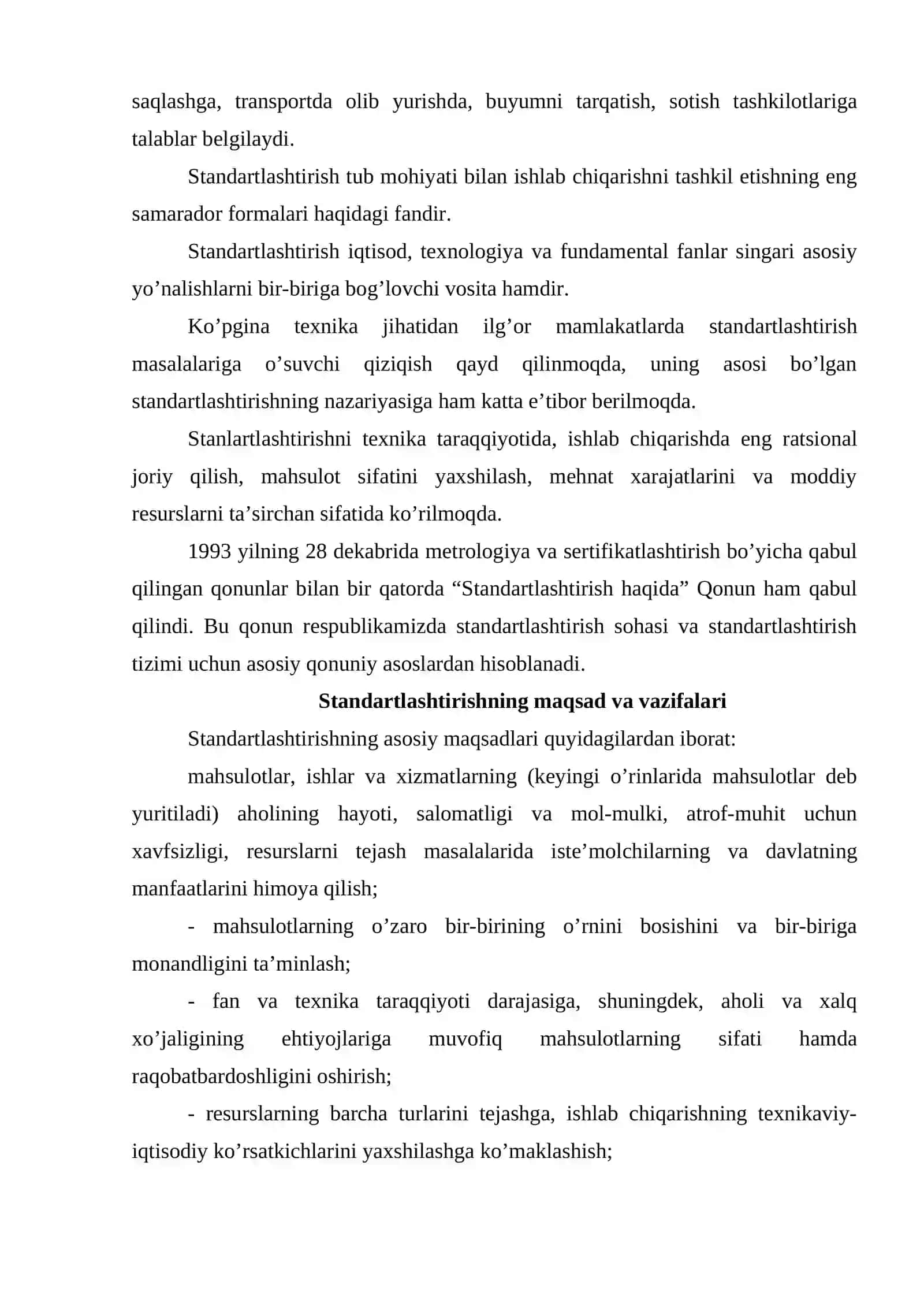 Standartlashtirishning maqsad va vazifalari 3