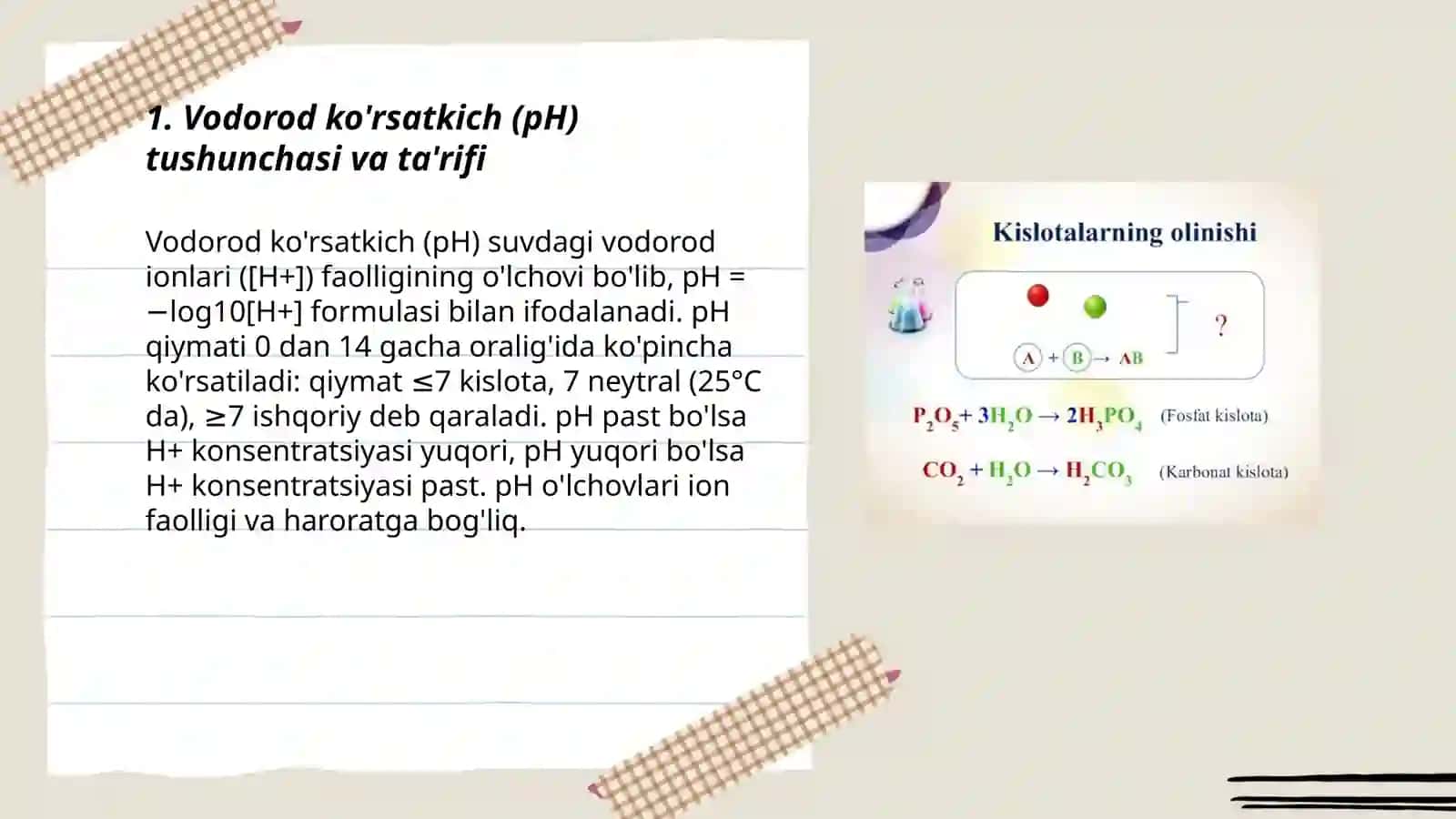 Kislota- asosiy muvozanat vodorod ko'rsatkich 3