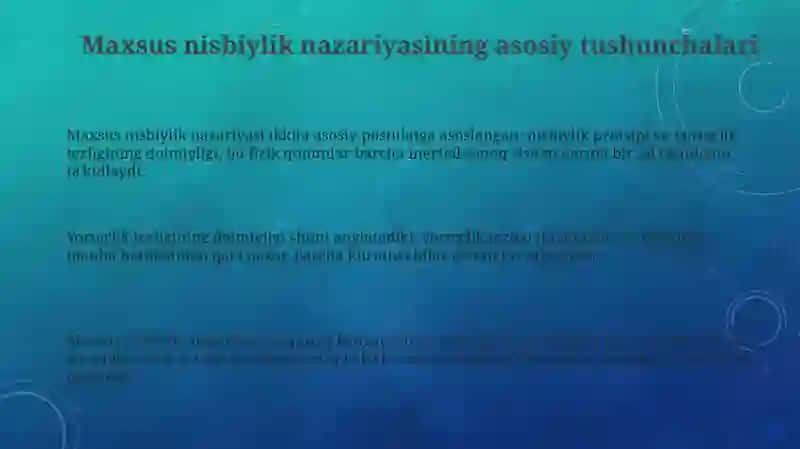 Nisbiylik Nazariyasi elementlari 3