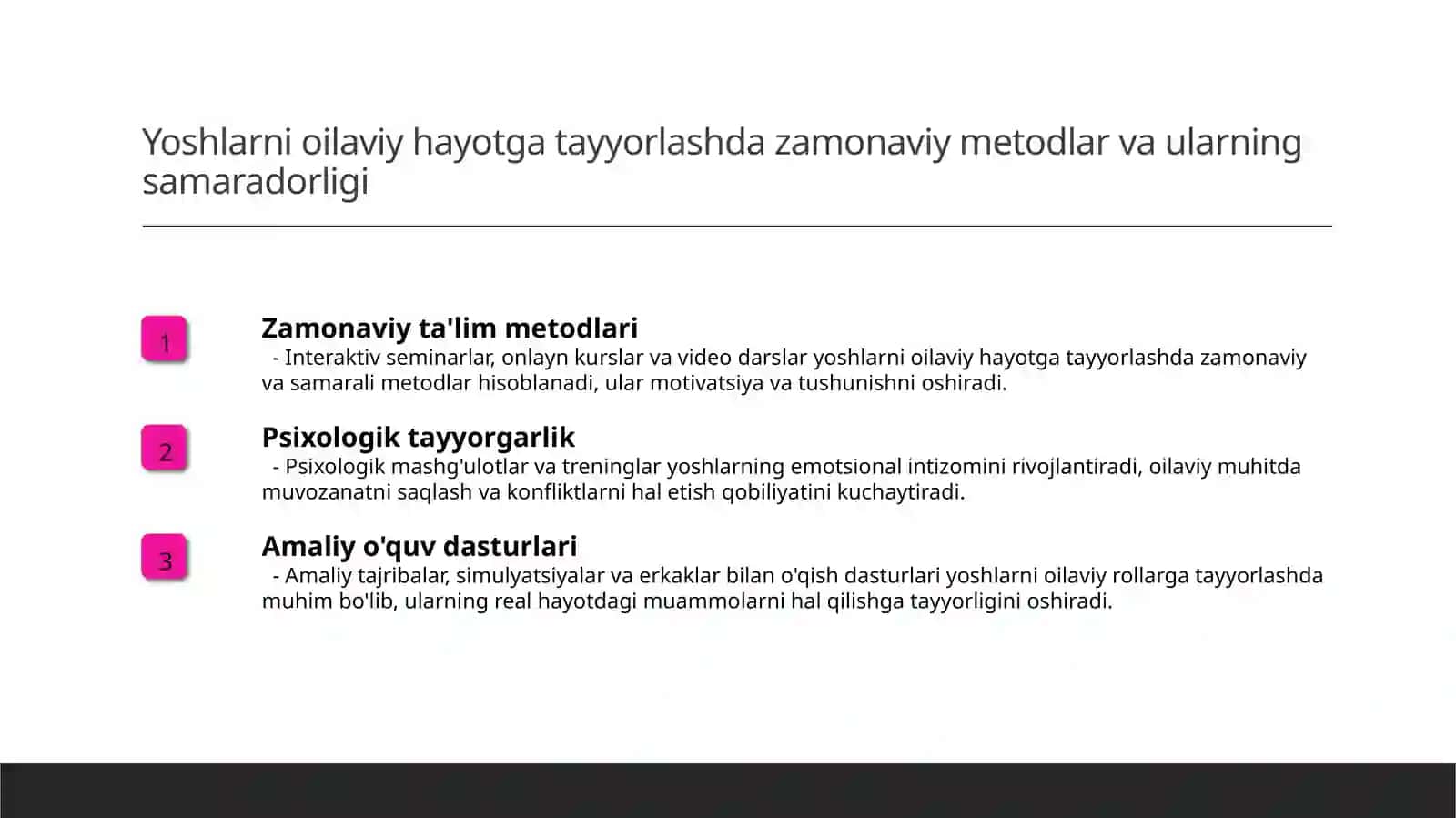Yoshlarni oilaviy hayotga tayyorlash 3