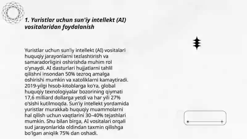 Yuristlar uchun sun'iy intellekt (AI) vositalaridan foydalanish 3