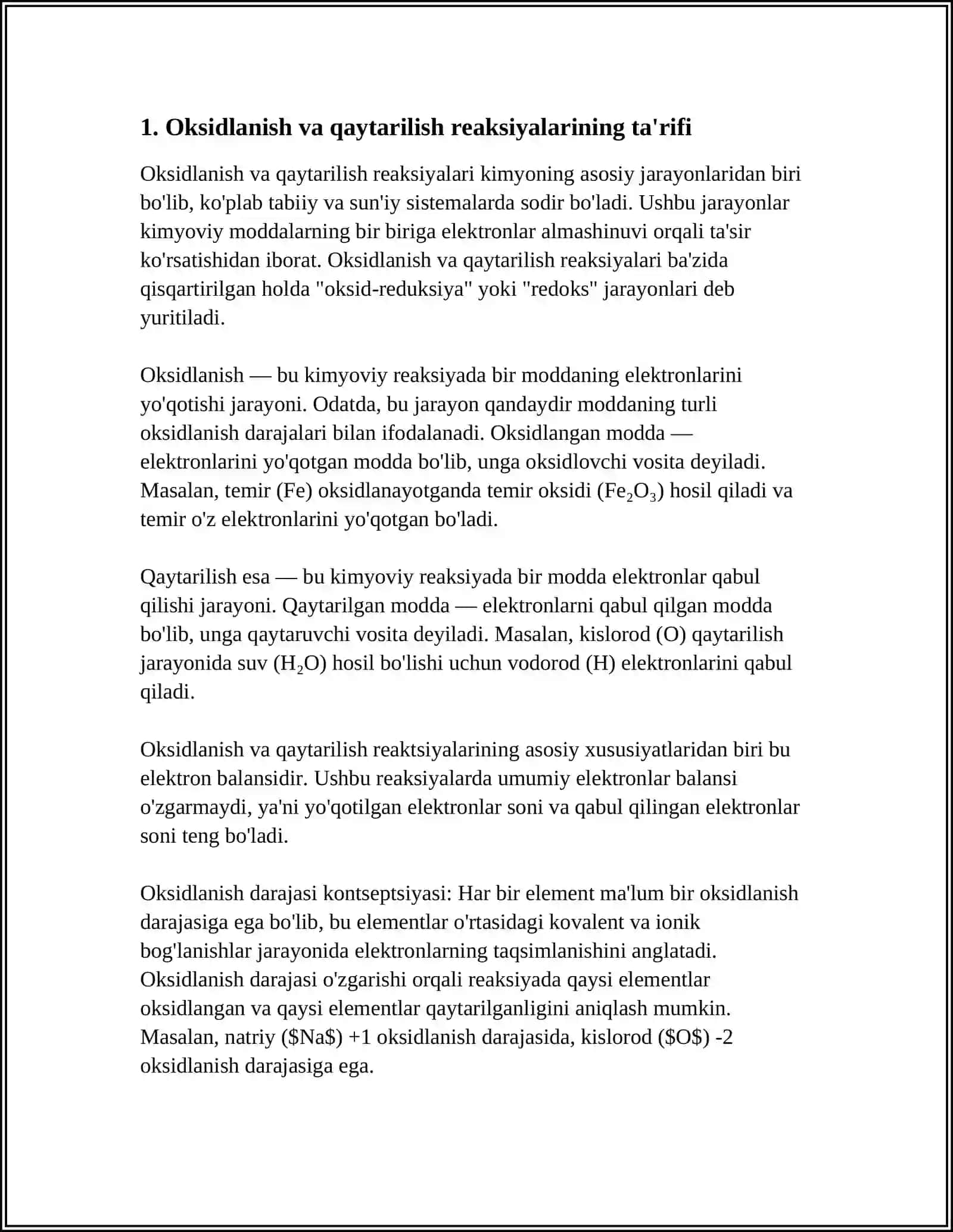 OKSIDLANISH VA QAYTARILISH REAKSIYALARI 3