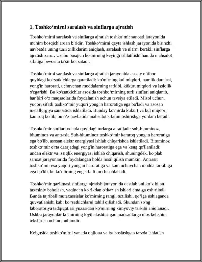 Toshko'mirni qayta ishlash 3