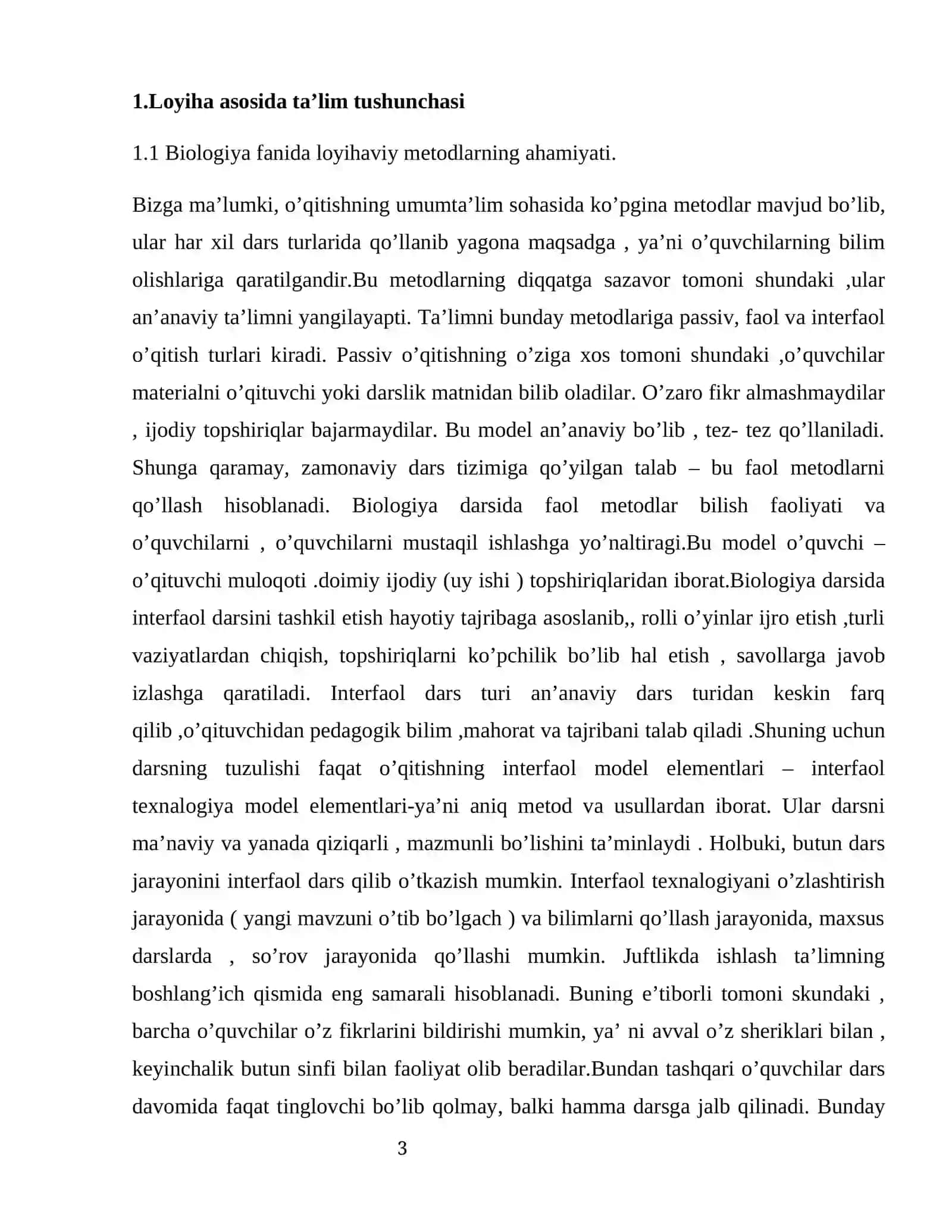 Biologiya fanini loyiha asosida o‘qitish metodikasi 3