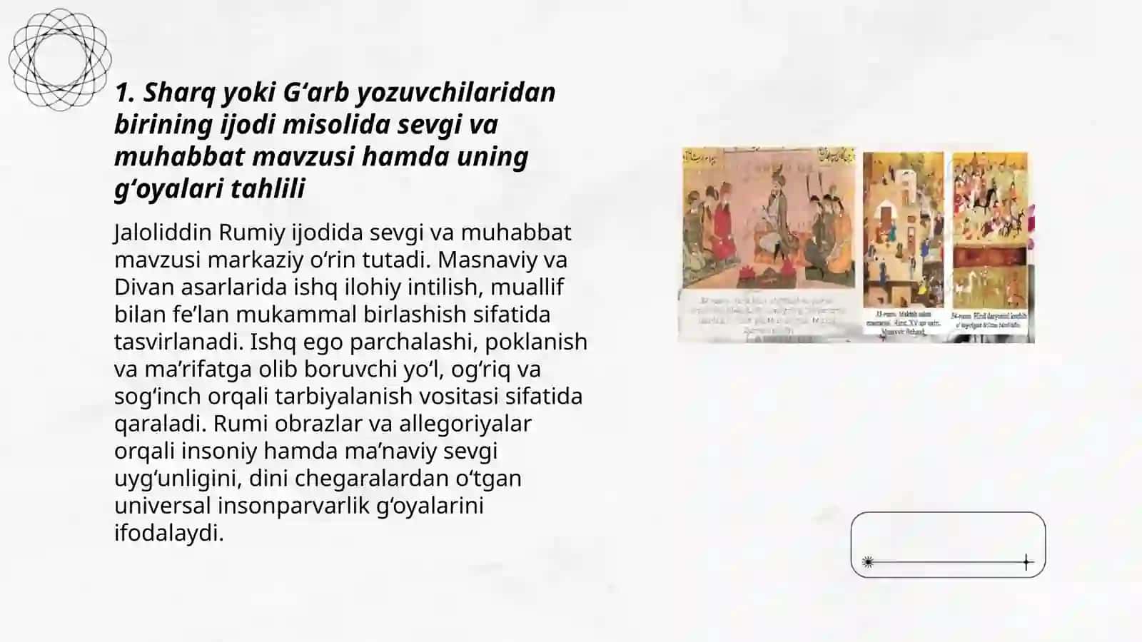 Sharq yoki Gʻarb yozuvchilaridan birining ijodi misolida mavzu va gʻoya tahlili 3