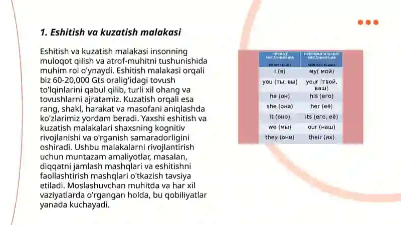 Eshitish va kuzatish malakasi 3