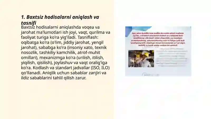 Ishlab chiqarishda baxtsiz hodisalarni tahlil qilish usullari va chastotali koeffitsientni aniqlash 3