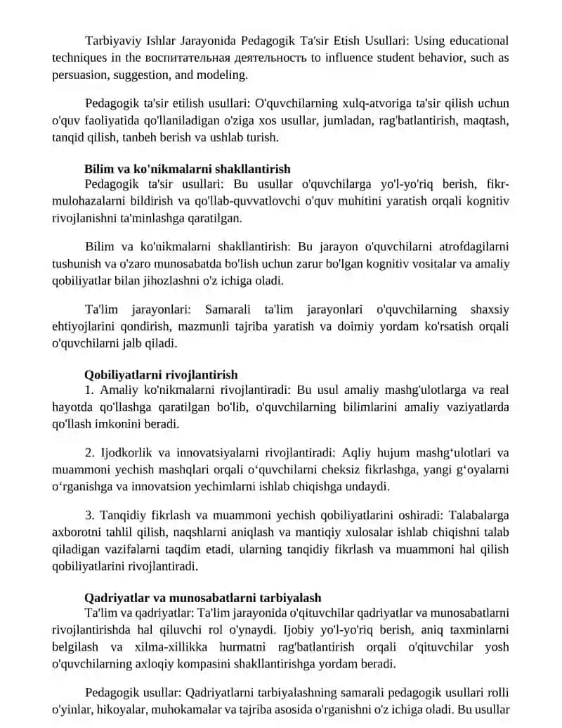 Pedagogik ta'sir qilish usullari 3