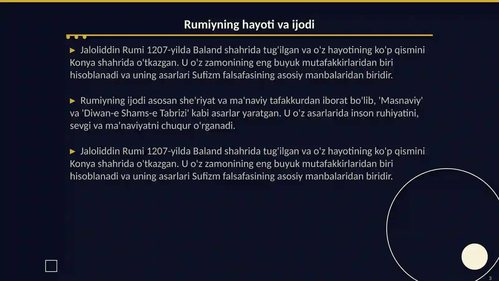 Jaloliddin Rumiyning "Ichingdagi ichingdadir" asari 3