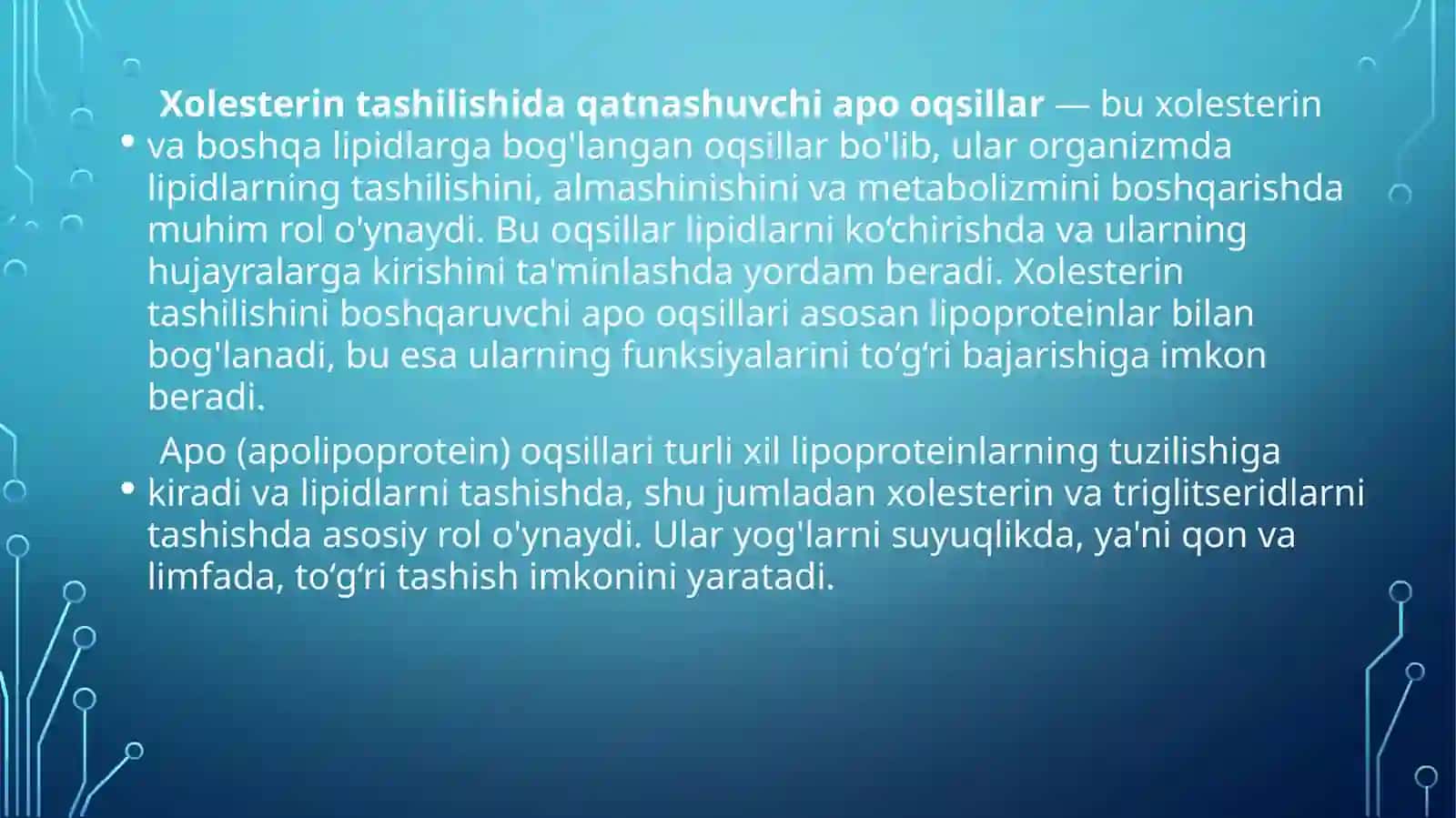 Xolesterin tashilishida qatnashuvchi apo oqsillar 3