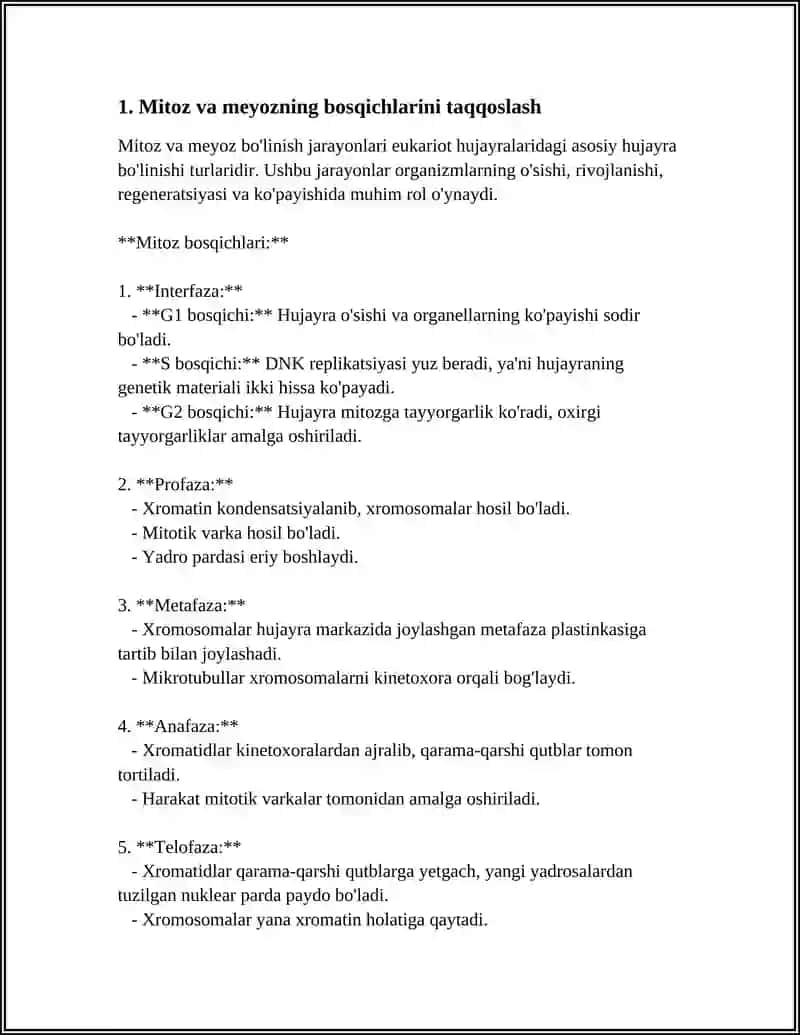 MITOZ MEYOZ HAQIDA MUSTAQIL ISH 3
