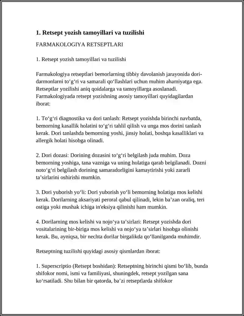 FARMAKALOʻGIYA RETSEPTLAR 3