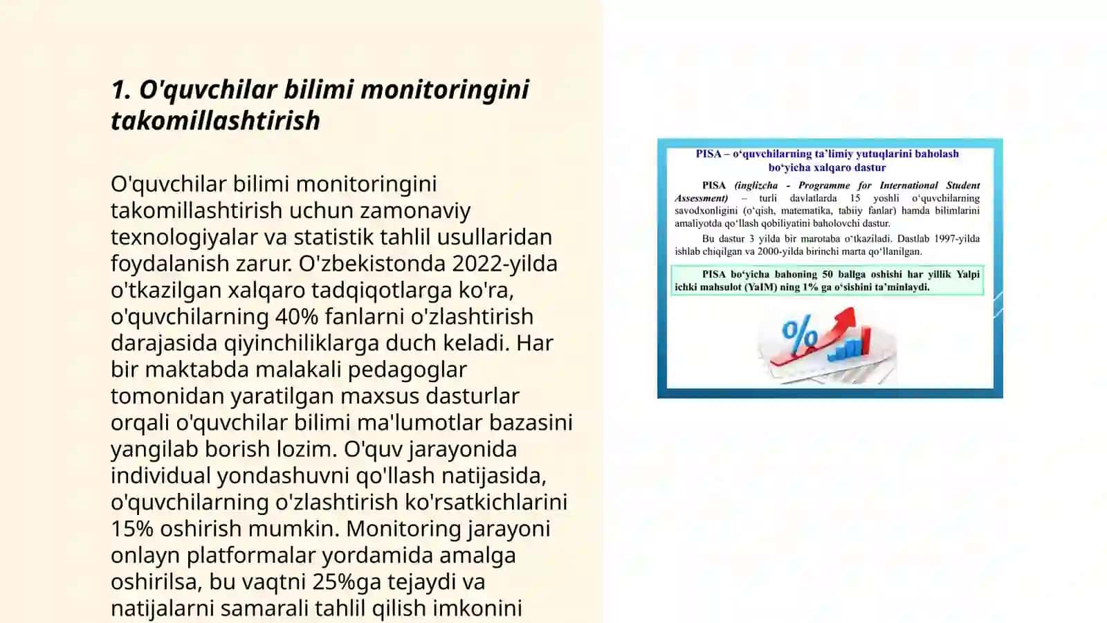 O'quvchilar bilimini, faoliyatini nazorat qilish yo'llarini ishlab chiqish 3