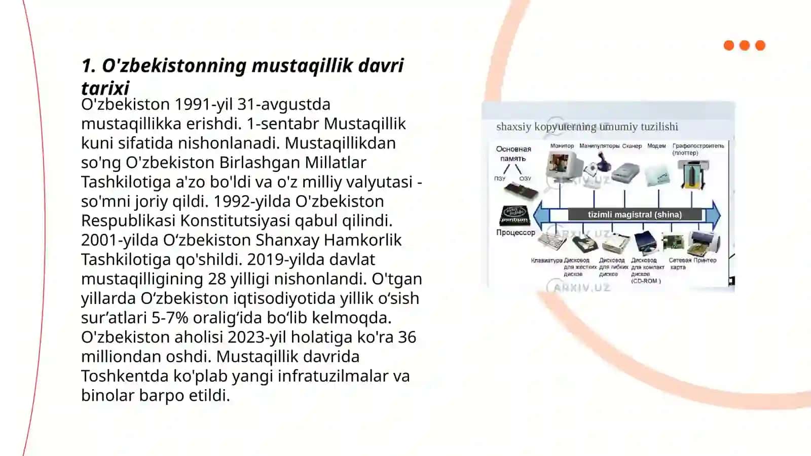 Oʻzbekistonning eng yangi tarixi oʻquv fanining predmeti maqsad va vazifalari. Fanning oʻrganishning nazariy uslubiy asoslari 3