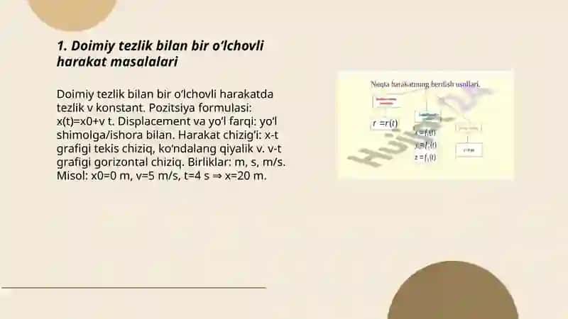 Nuqta tezligi va tezlanishga oid masalalar 3