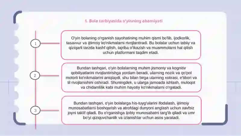 Bola faoliyatining asosiy turisifatida 3