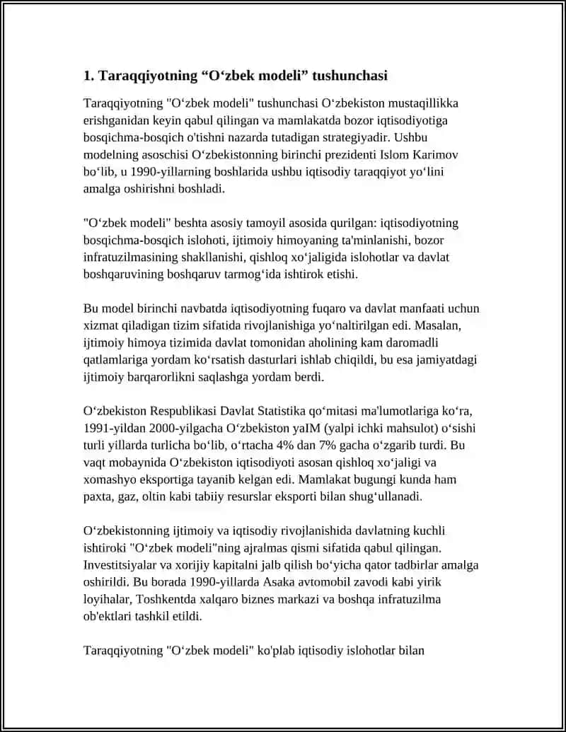 TARAQQIYOTNING “O‘ZBEK MODELI” VA UNING O‘ZIGA XOS XUSUSIYATLARI 3