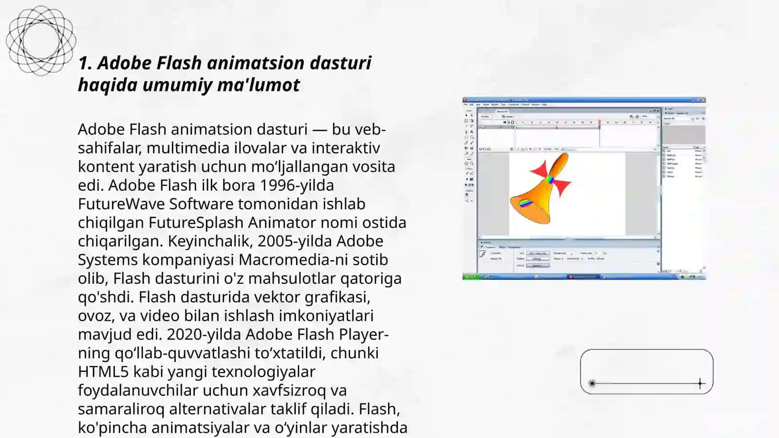 Adobe Flash animatsion dasturi haqida umumiy ma'lumot 3
