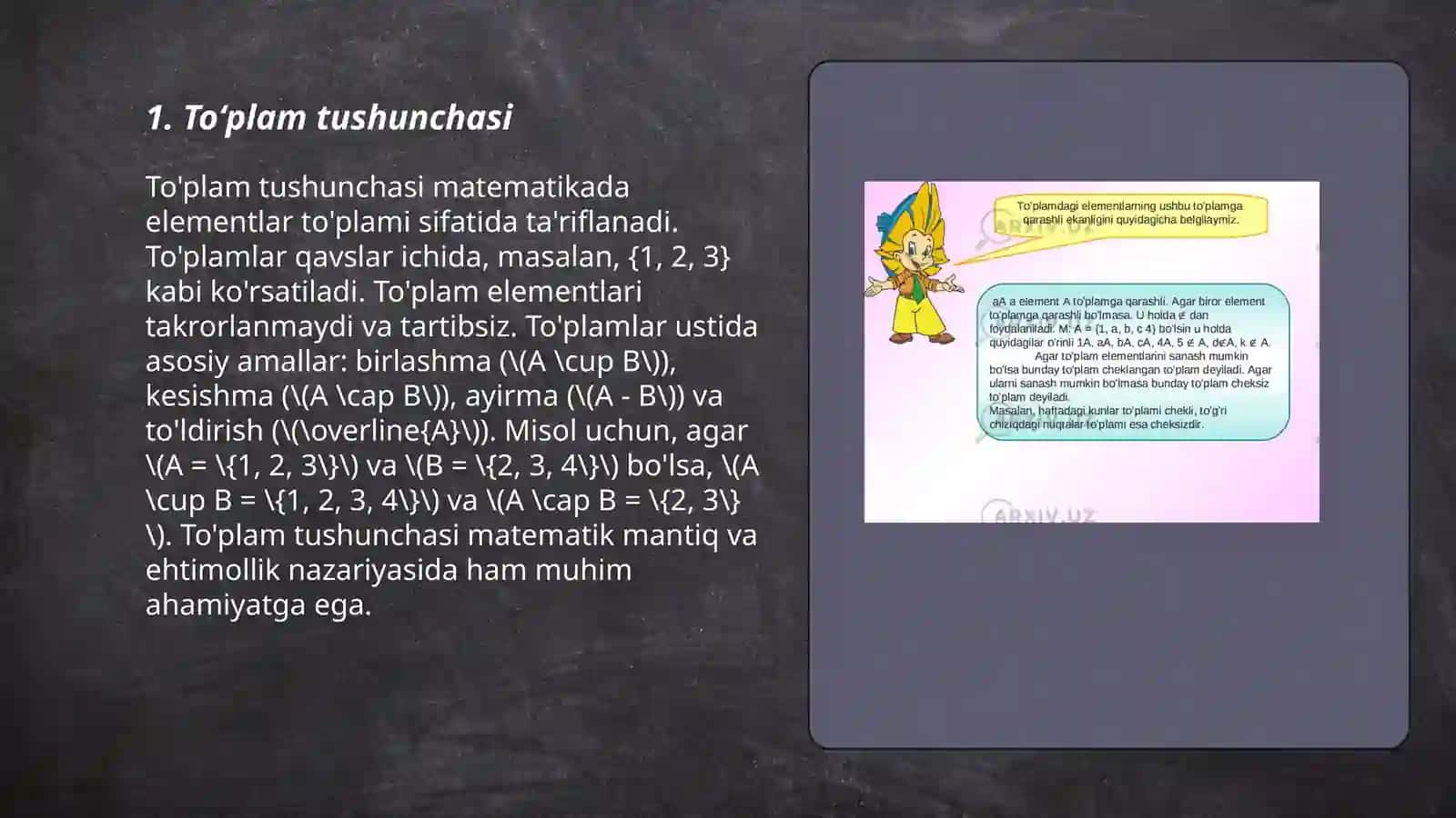 To'plam tushunchasi va ular ustida amallar 3