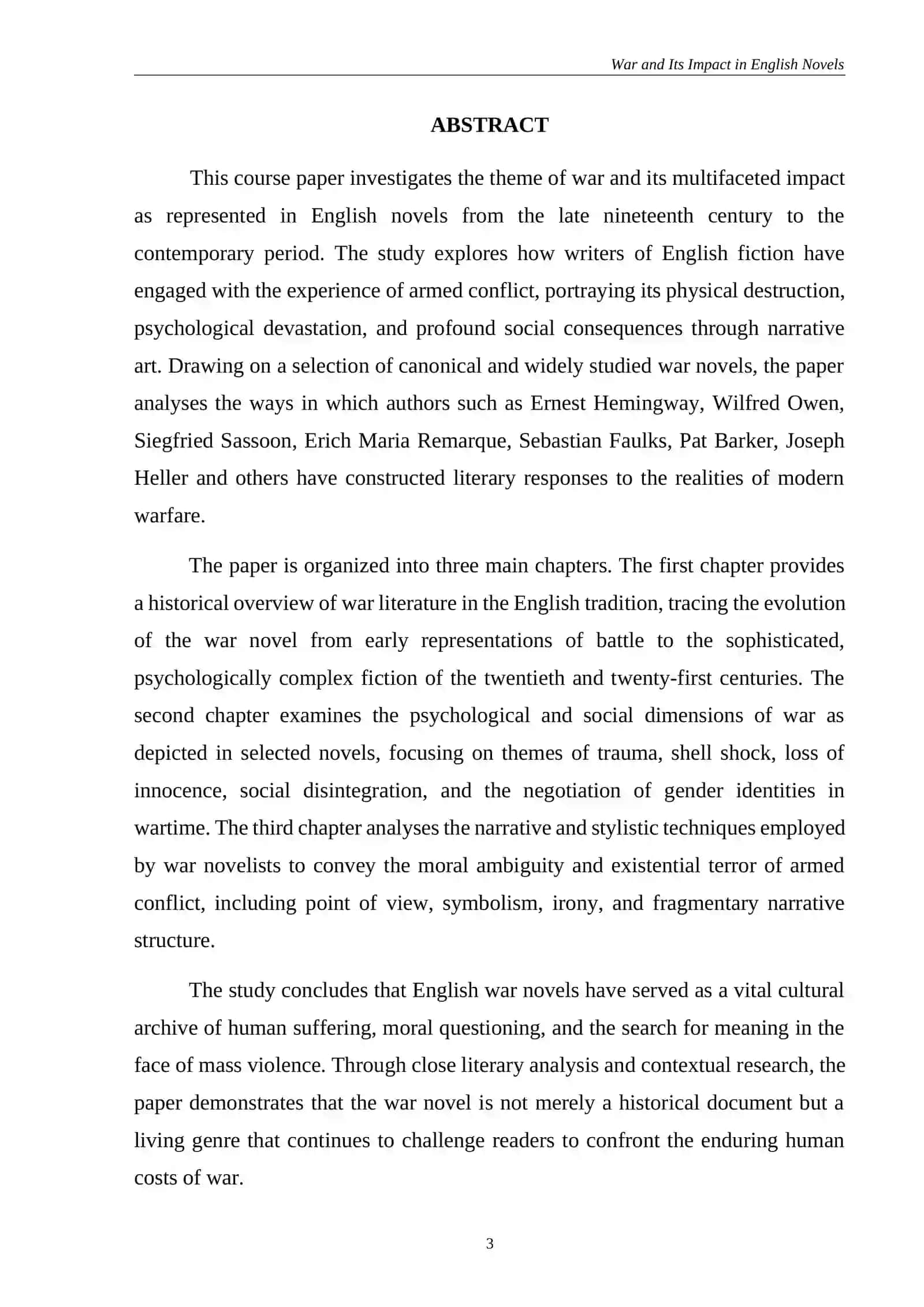 WAR AND ITS IMPACT IN ENGLISH NOVELS 3