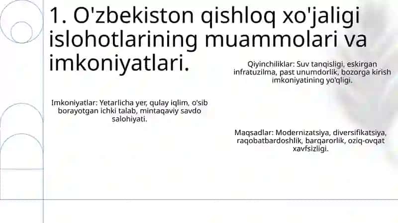 O'zbekiston qishloq xo'jaligi islohotlari 3