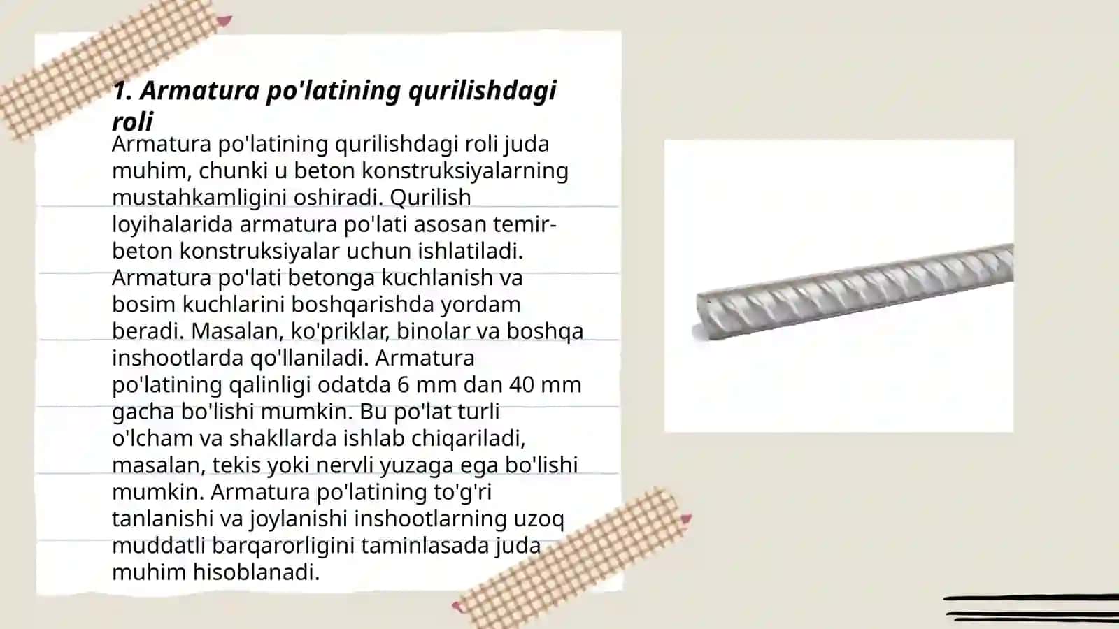 Armatura po'latining fizik-mexanik xossalari 3