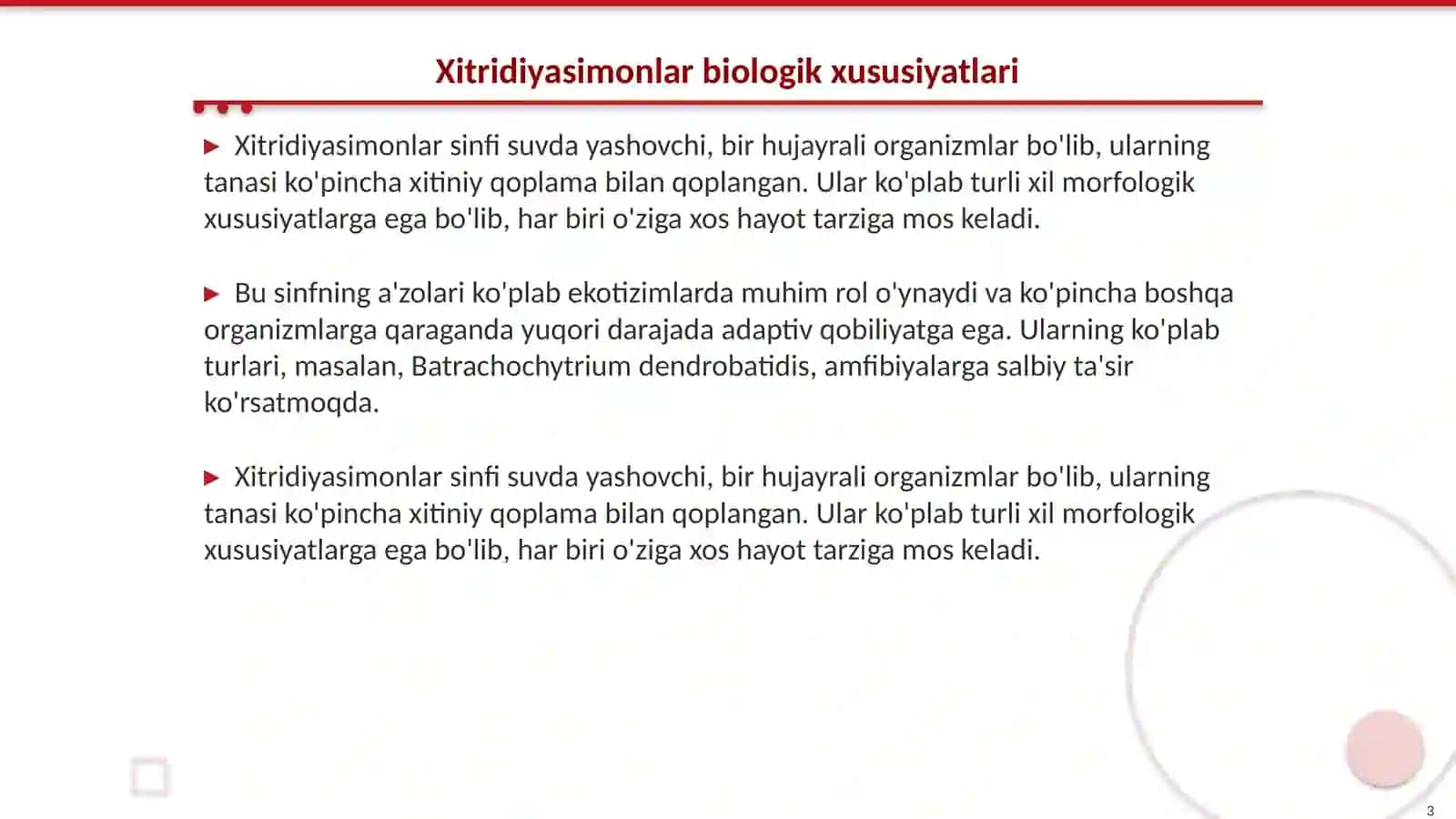 Xitridiyasimonlar sinfining umumiy xarakteristika ko'payish usullari 3
