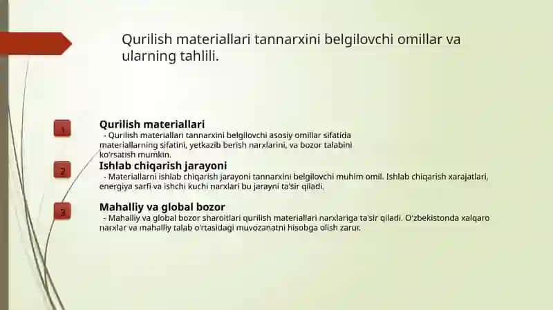 Qurilish materiallari, buyumlari va konstruksiyalari tannarxi 3