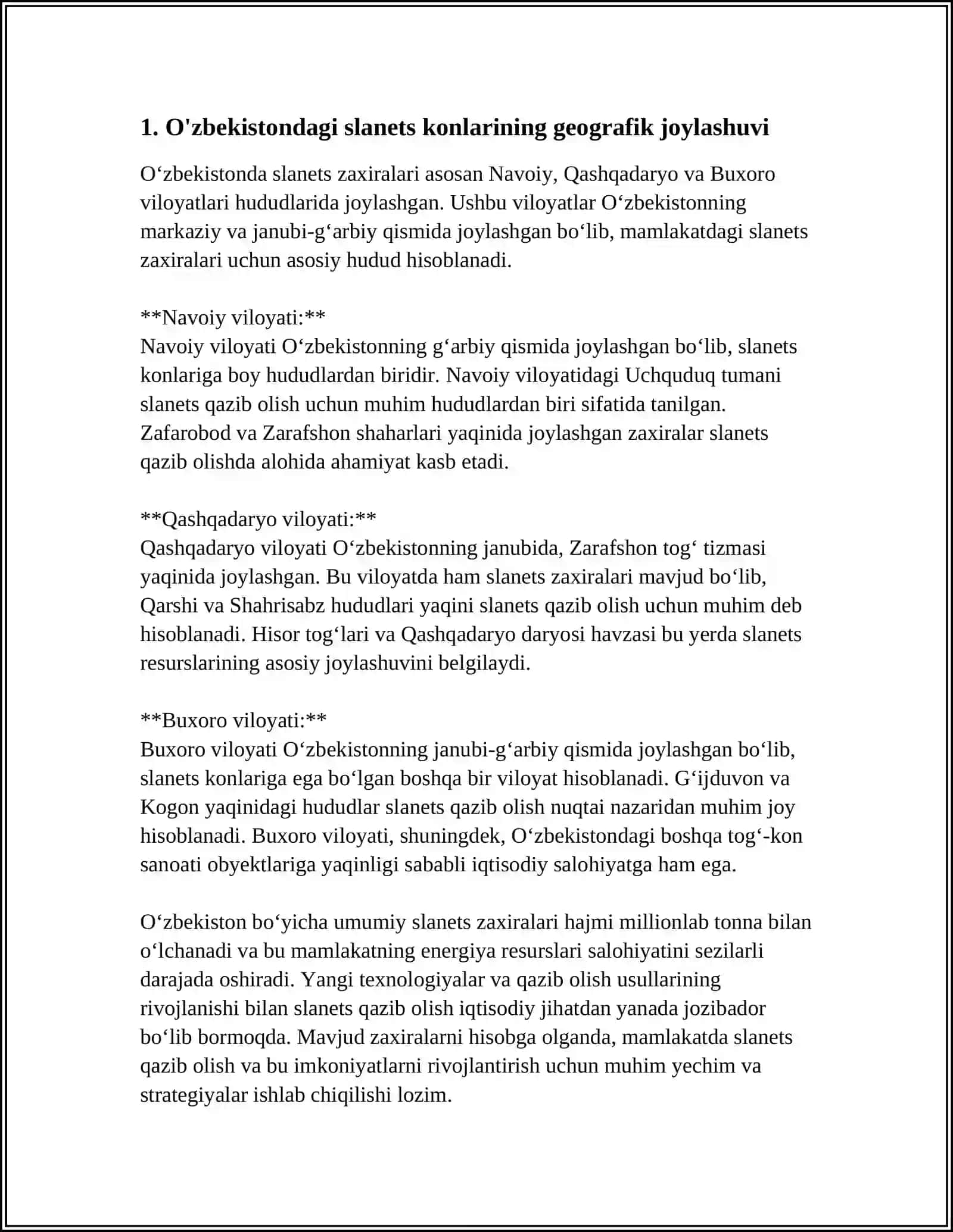 O'ZBEKISTONNING SLANETS KONLARI. O'ZBEKISTONDA SLANETS QAZIB OLISH VA TADQIQOT O'TKAZISH ISHLARI 3