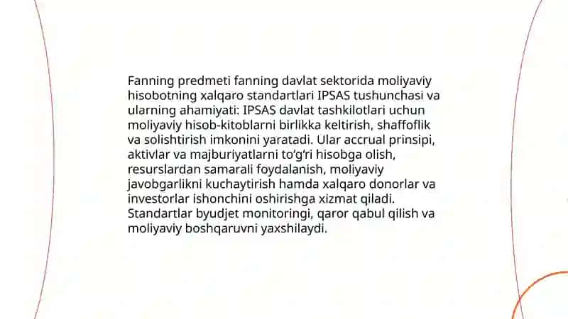Davlat sektorida moliyaviy hisobotning xalqaro standartlari fanning predmeti va uslubiy asoslari 3