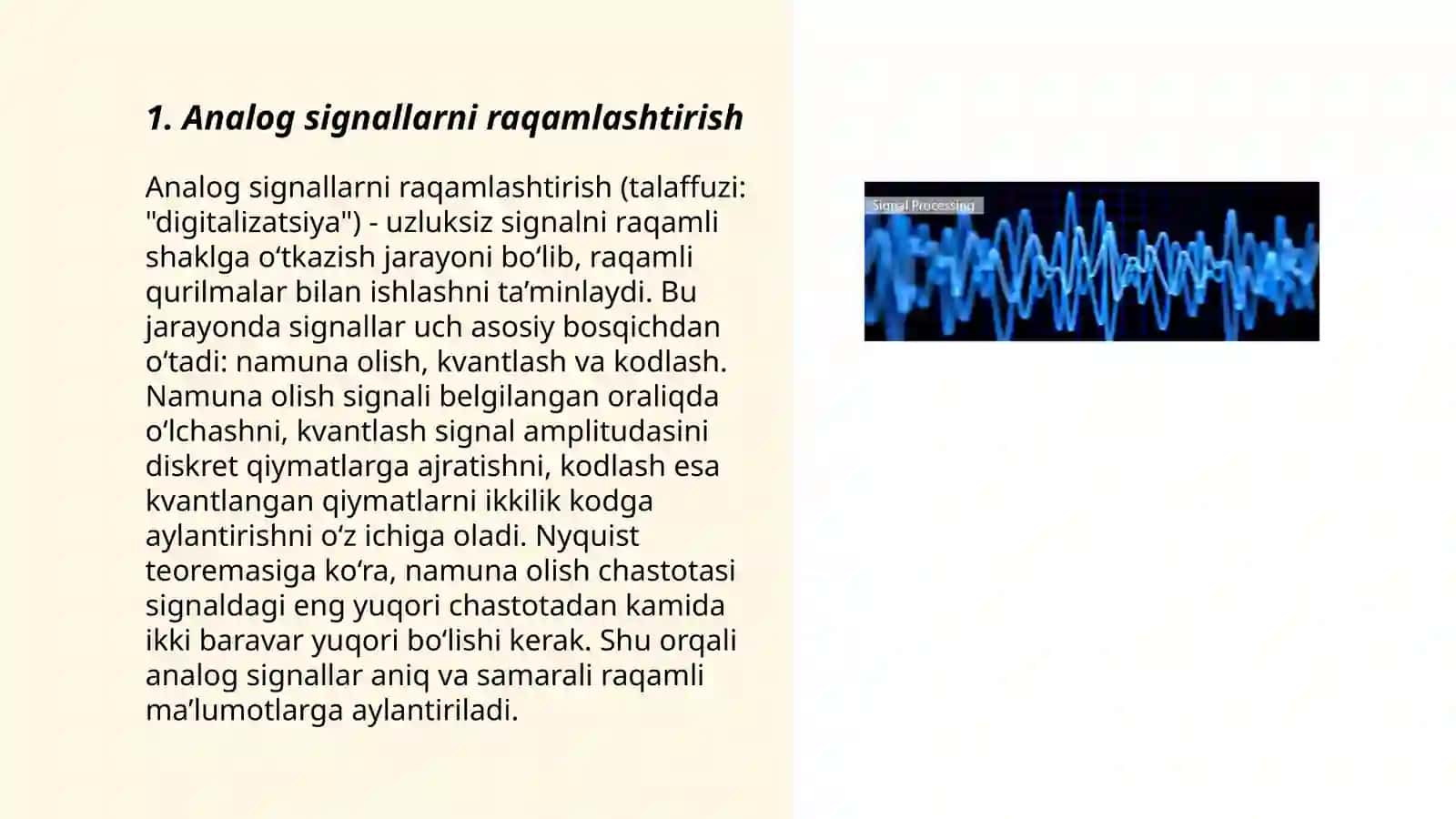 Analog signallarni raqamlashtirish 3