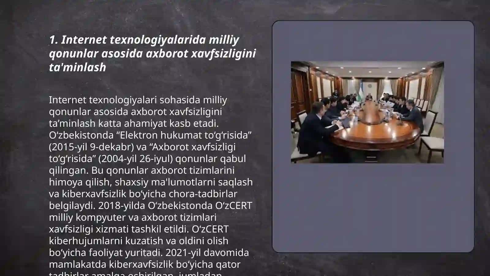 Milliy qonunlar turli sohada internet texnologiyada samaeali foydalanish yo'li 3