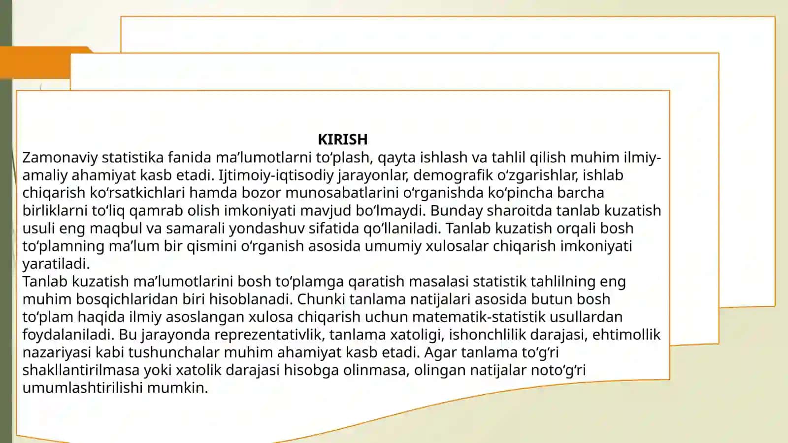 Tanlab kuzatish maʼlumotlarini bosh toʻplamga qaratish 3