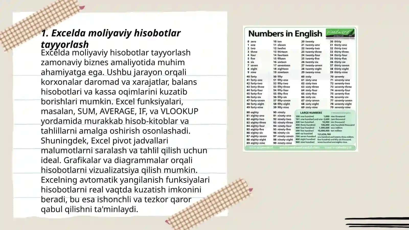 Excelda Moliyaviy Hisobotlar Tayyorlash 3