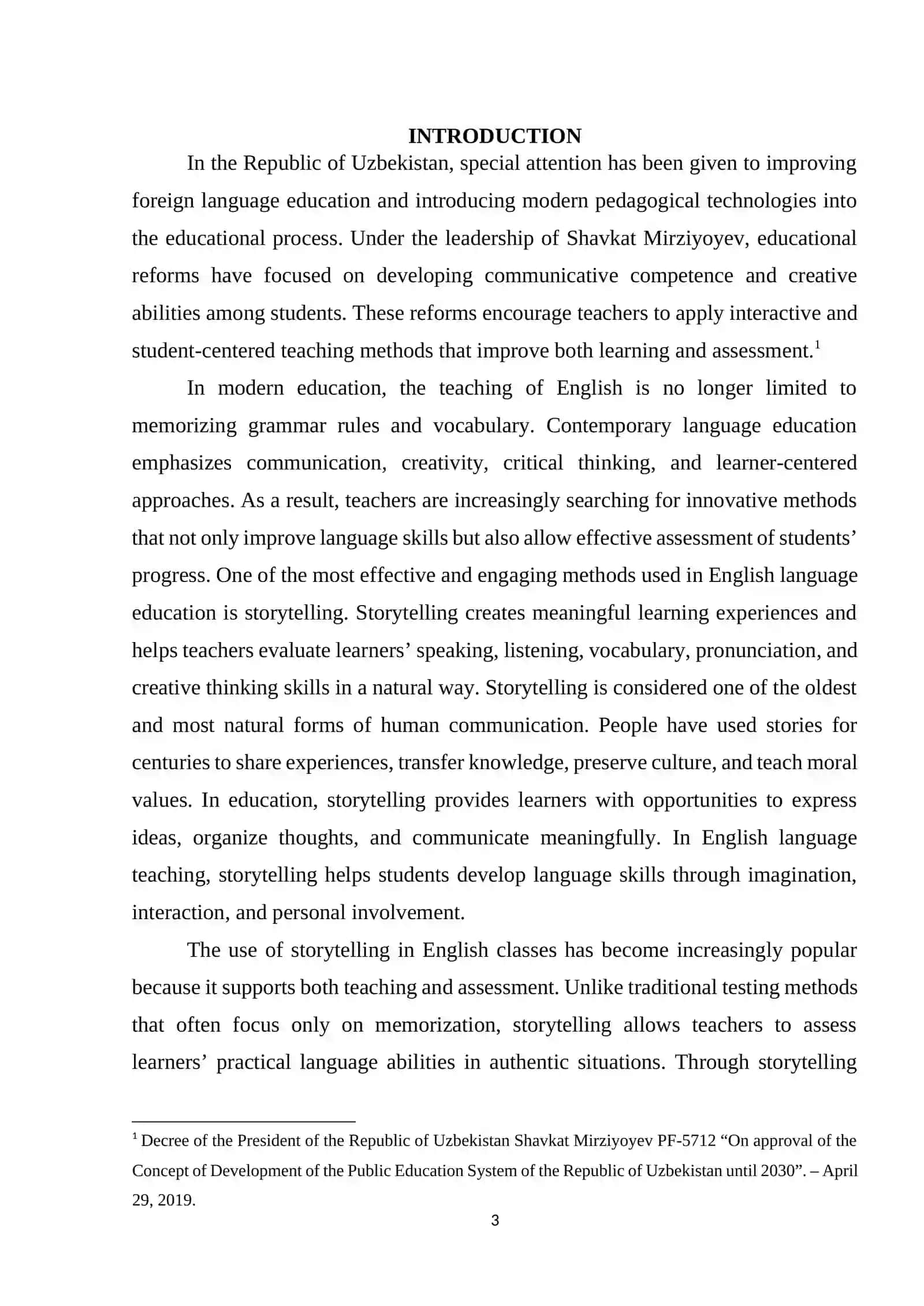 THE USE OF STORYTELLING AS AN ASSESSMENT METHOD IN SCHOOL ENGLISH PROGRAMS 3