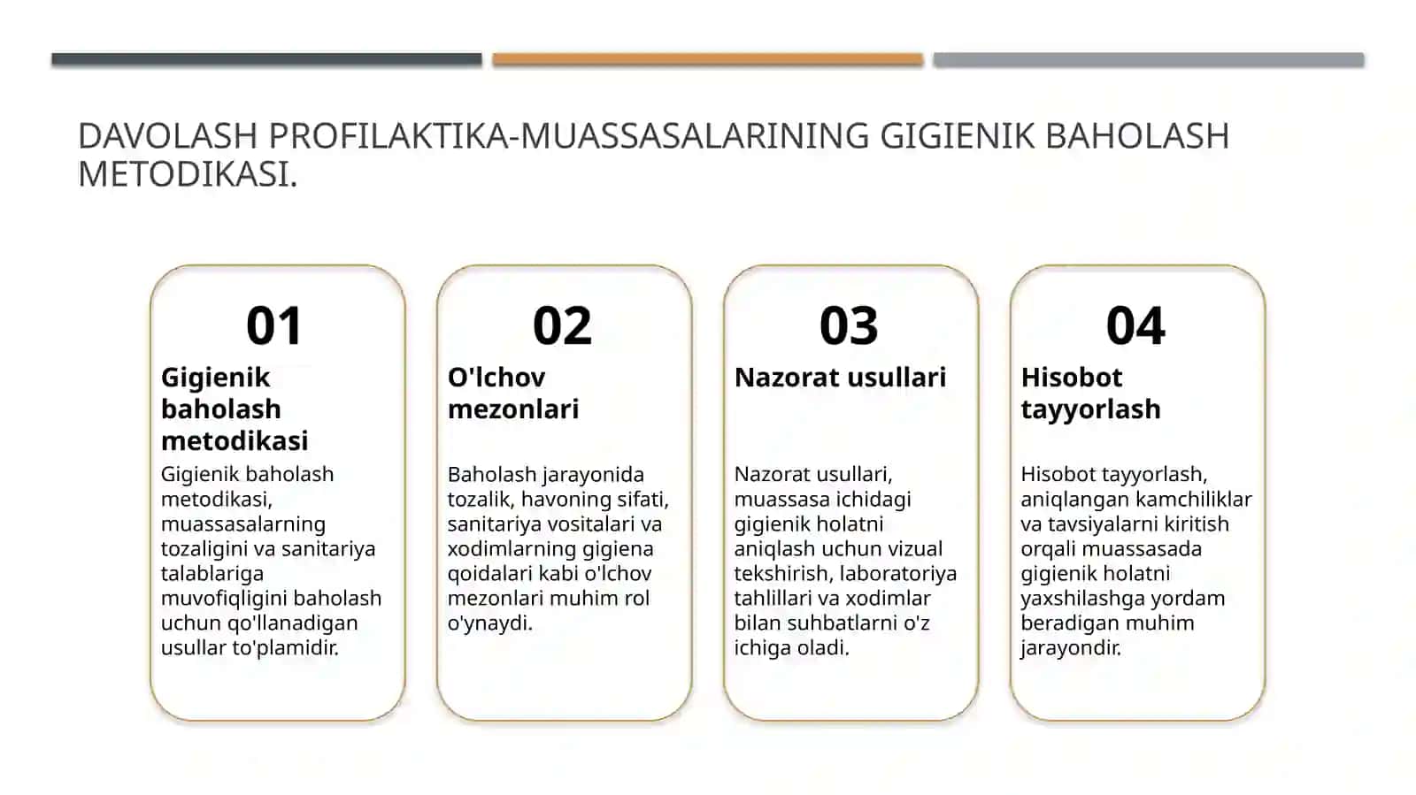 Davolash profilaktika muassasalarini gigienik baholash 3