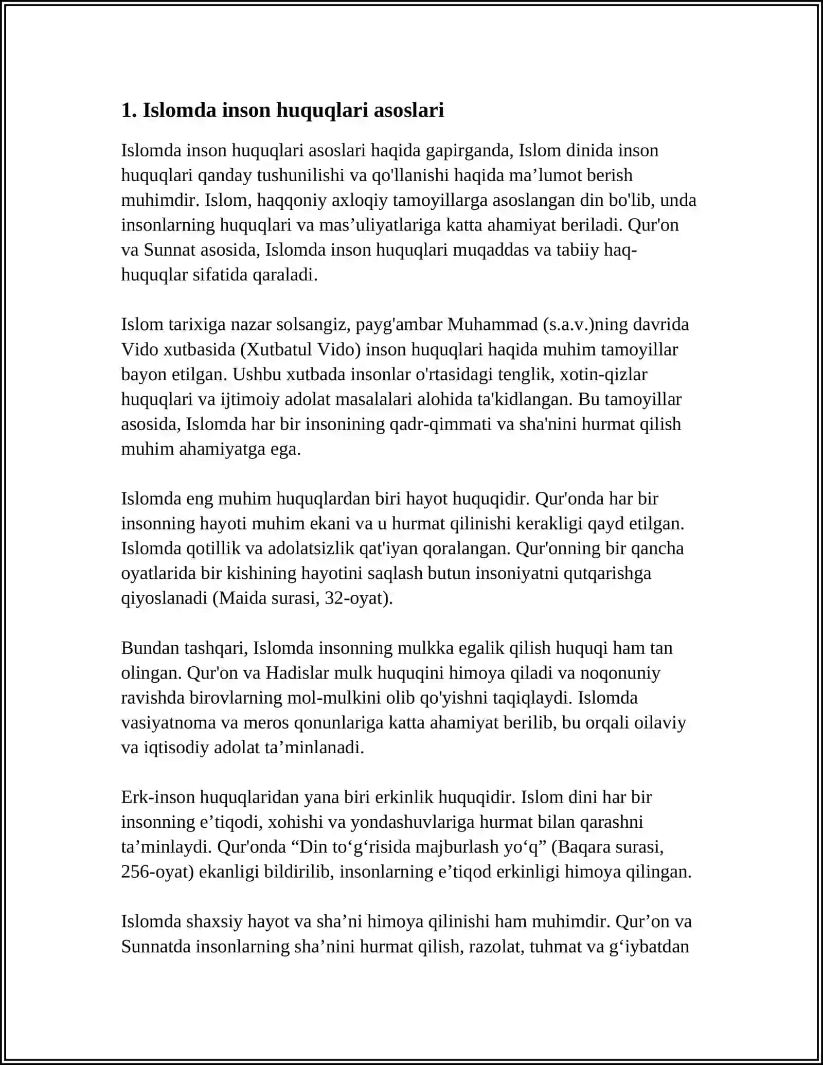 ISLOMDA INSON HUQUQLARINI HIMOYASI, IJTIMOIY TENGLIK, ADOLAT VA TOLERANTLIK 3