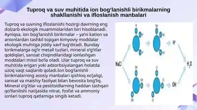 Ion bogʻlanishli birikmalarning ifloslanishi 3