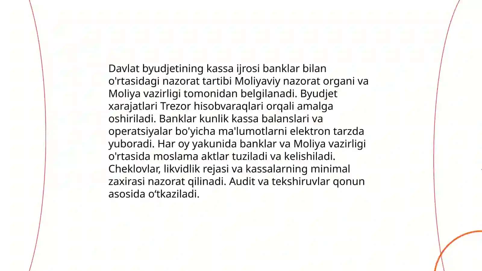 Davlat byudjetining kassa ijrosi va banklar o'rtasidagi nazorat tartibi 3
