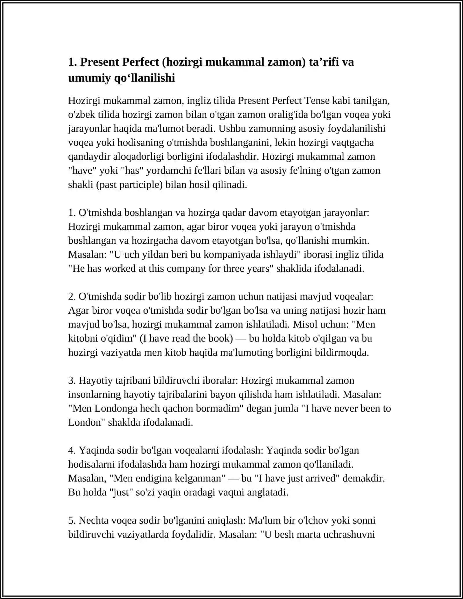 PRESENT PERFECT TENSE 3