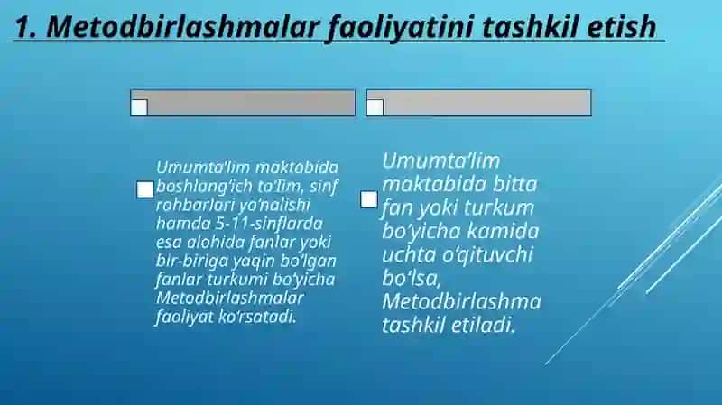 Metodbirlashmalar faoliyatini tashkilotish 3