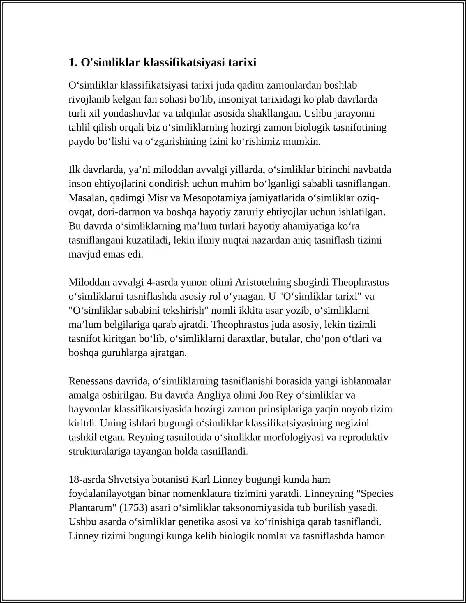 FLORA VA TAKSONOMIYA FANINIG RIVOJLANISHIDA OLIMNING HISSASI 3