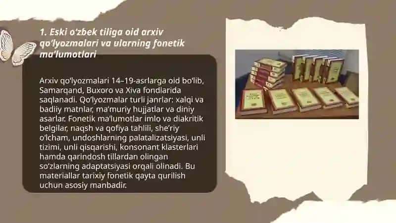 Eski oʻzbek tilining fonetik qurilishiga doir manbalar bilan tanishish 3