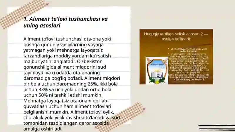 Ota~ onalar va bolalarning aliment huquq va majburiyatlari. 3