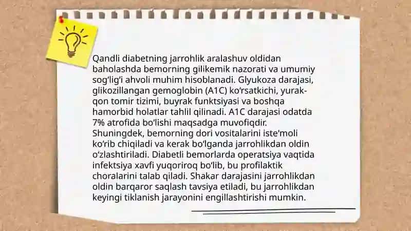 Qandli diabetni xirurgik aralashuv mobaynida davolash 3