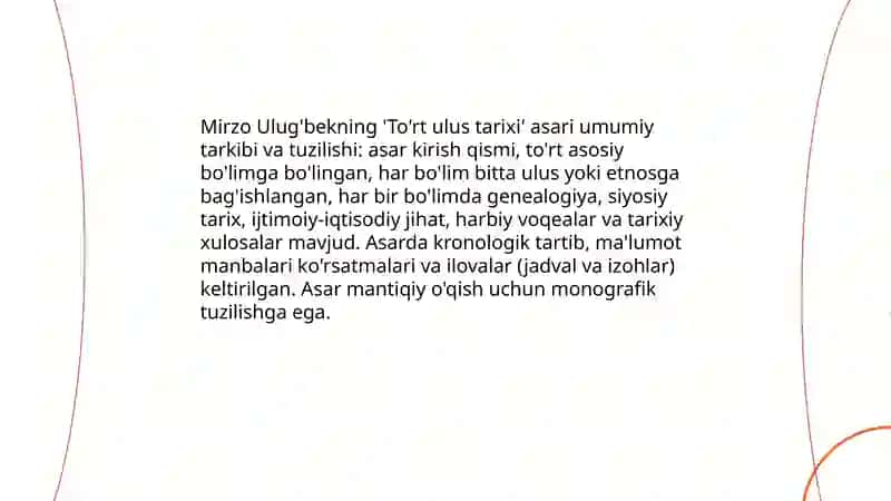 Mirzo Ulug'bekning,,To'rt ulus tarixi'' asari 3