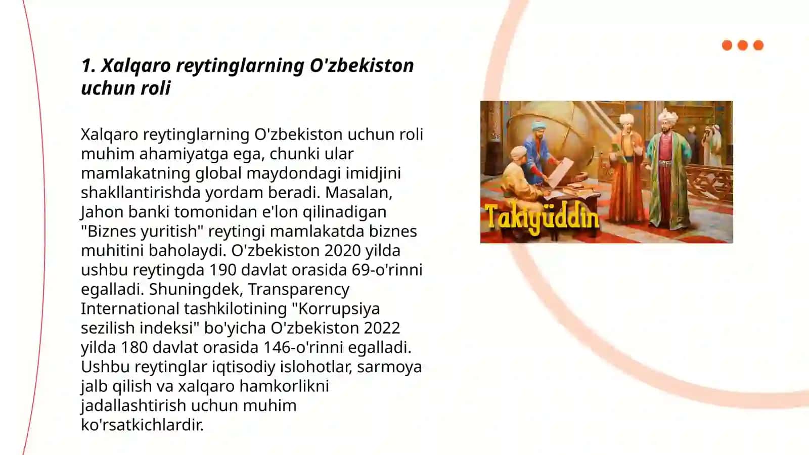 O'zbekistonning xalqaro reytinglarda ko'rsatgichini ko'tarishning tarixiy va siyosiy ahamiyati 3