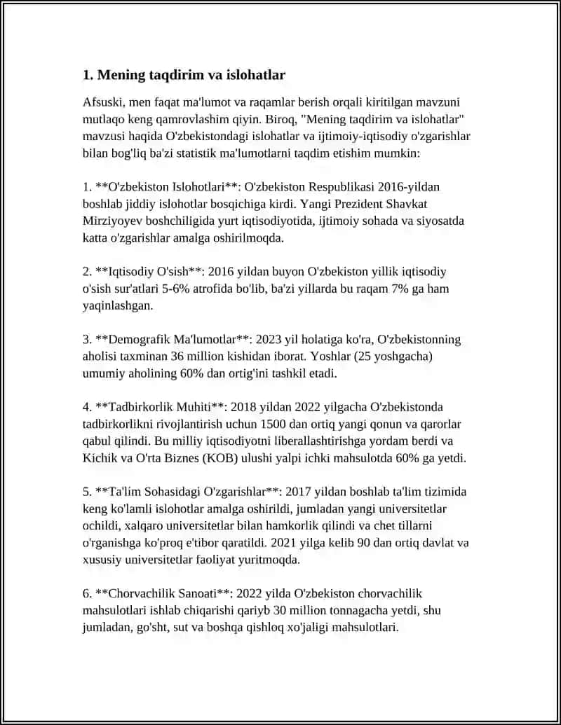 ISLOHATLAR MENING TAQDIRIMDA MAVZUSIDA INSHO 3