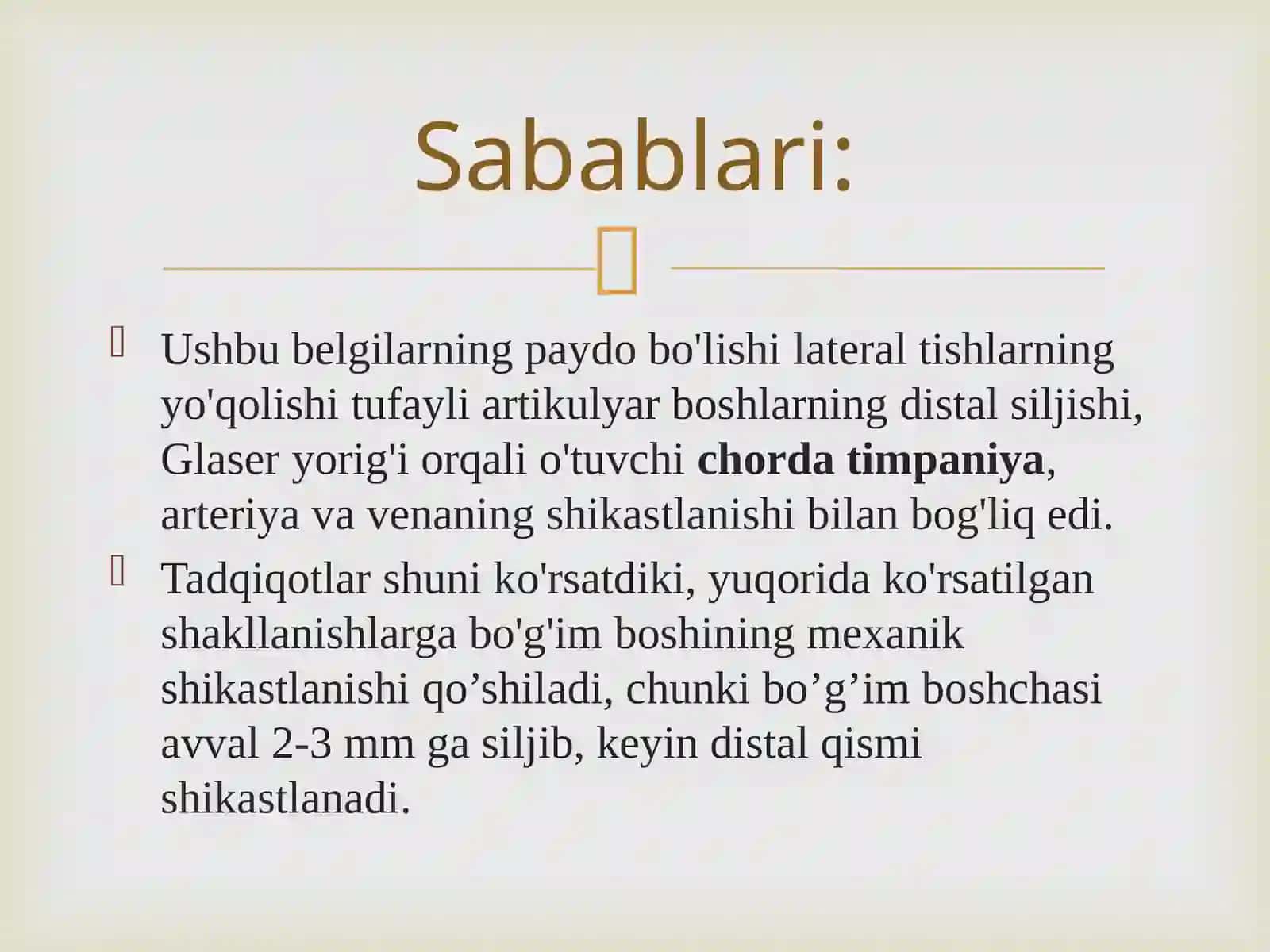 Chaynov muskullarini va CHPJB kasalliklari. 3